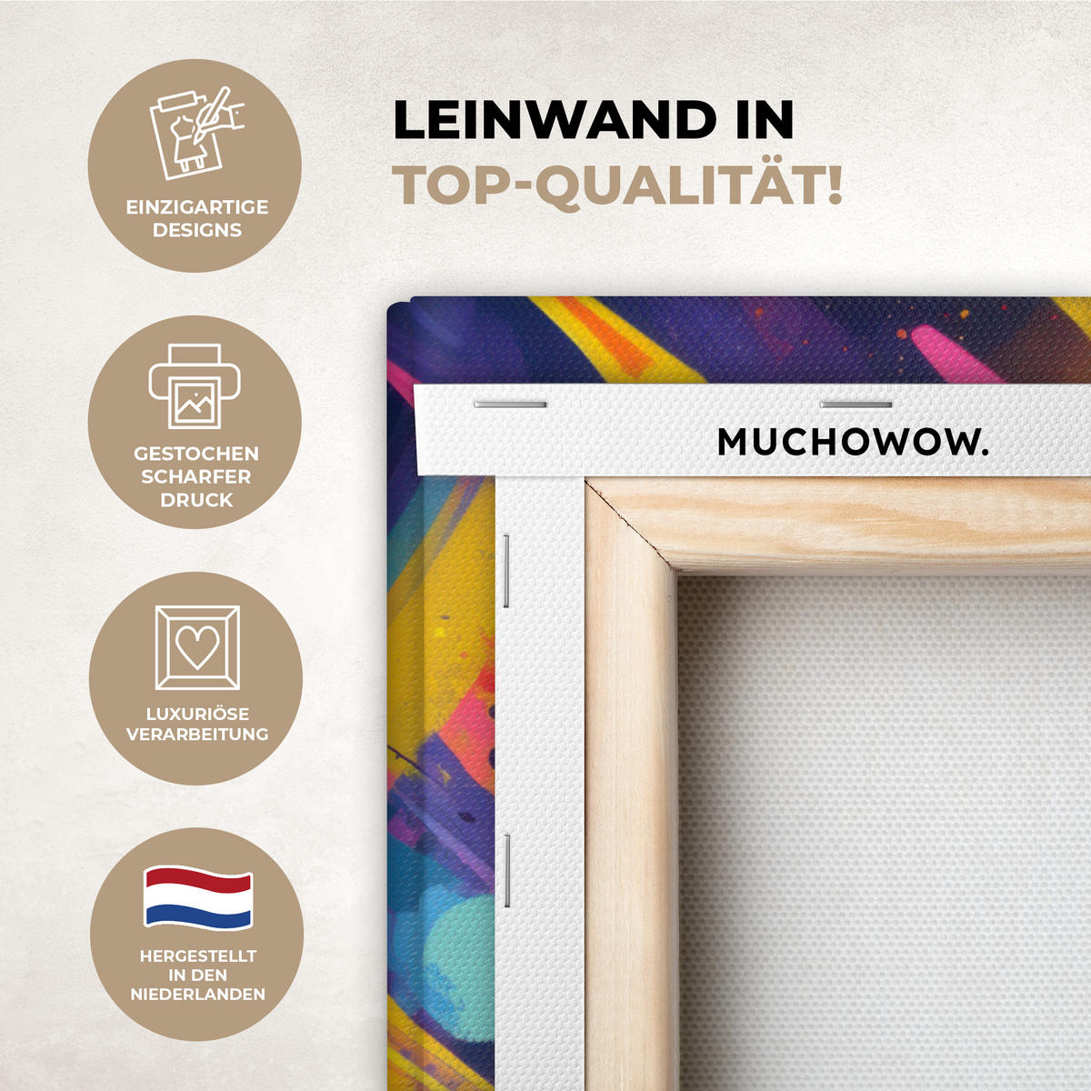 LEINWANDBILD Abstrakt - Formen - Farbenfroh Wandbild Wohnzimmer 60x80 cm - Magenta, Textil (60/80cm) - MuchoWow