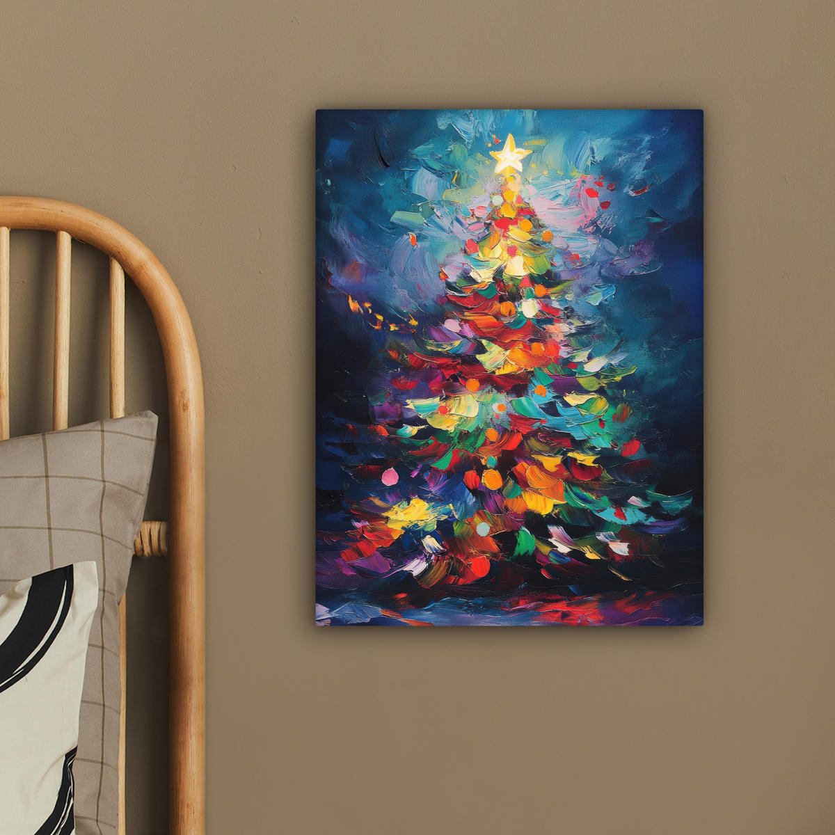 LEINWANDBILD Weihnachtsbaum - Weihnachten - Abstrakt - Farbenfroh 30x40 cm - Multicolor, Textil (30/40cm) - MuchoWow