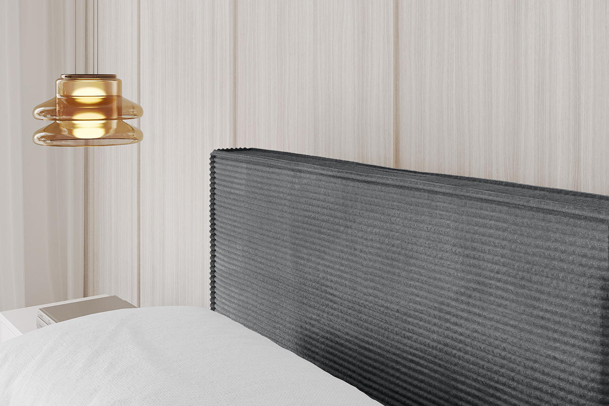POLSTERBETT mit Bettkasten und Lattenrost, Bett mit Matratze H3/H4 - EMMI-V1 180x200 Dunkelgrau - Anthrazit, Holzwerkstoff/Textil (180/200cm) - ALTDECOR