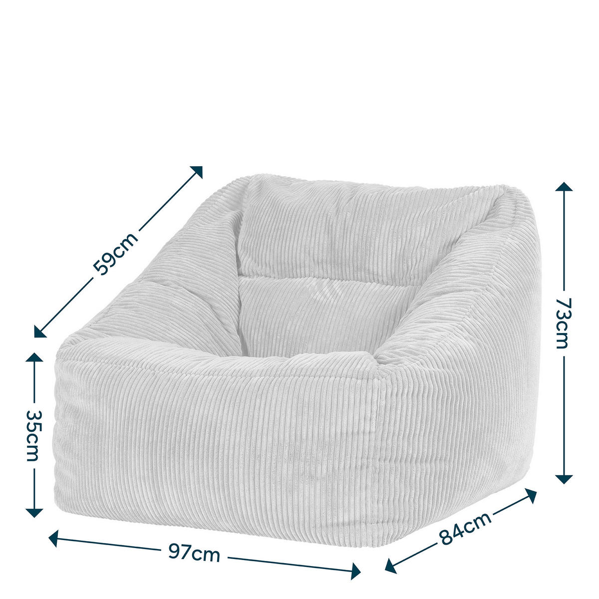 SITZSACK Cord Sessel Natalia - Hellgrau/Grau, Textil (97/73/84cm) - icon