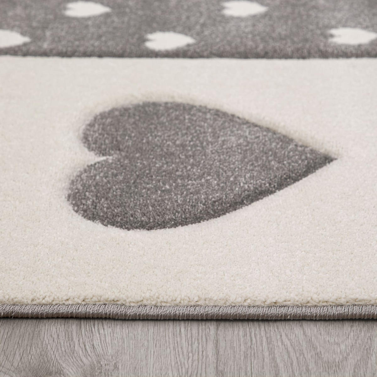 KINDERTEPPICH Herz‑Kronen‑Patchwork‑Muster Kinderzimmer schmutzabweisend Beige Rechteckig 140x200 - Beige, Textil (140/200cm) - KADIMA DESIGN