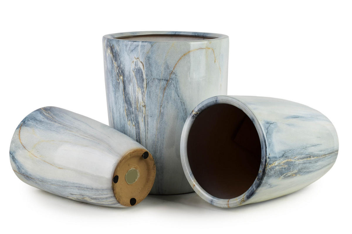 BLUMENTOPF Neva 3er Set Blau 37/37/45.5 cm Keramik - Blau, Keramik (37/45.5/37cm) - Mondex