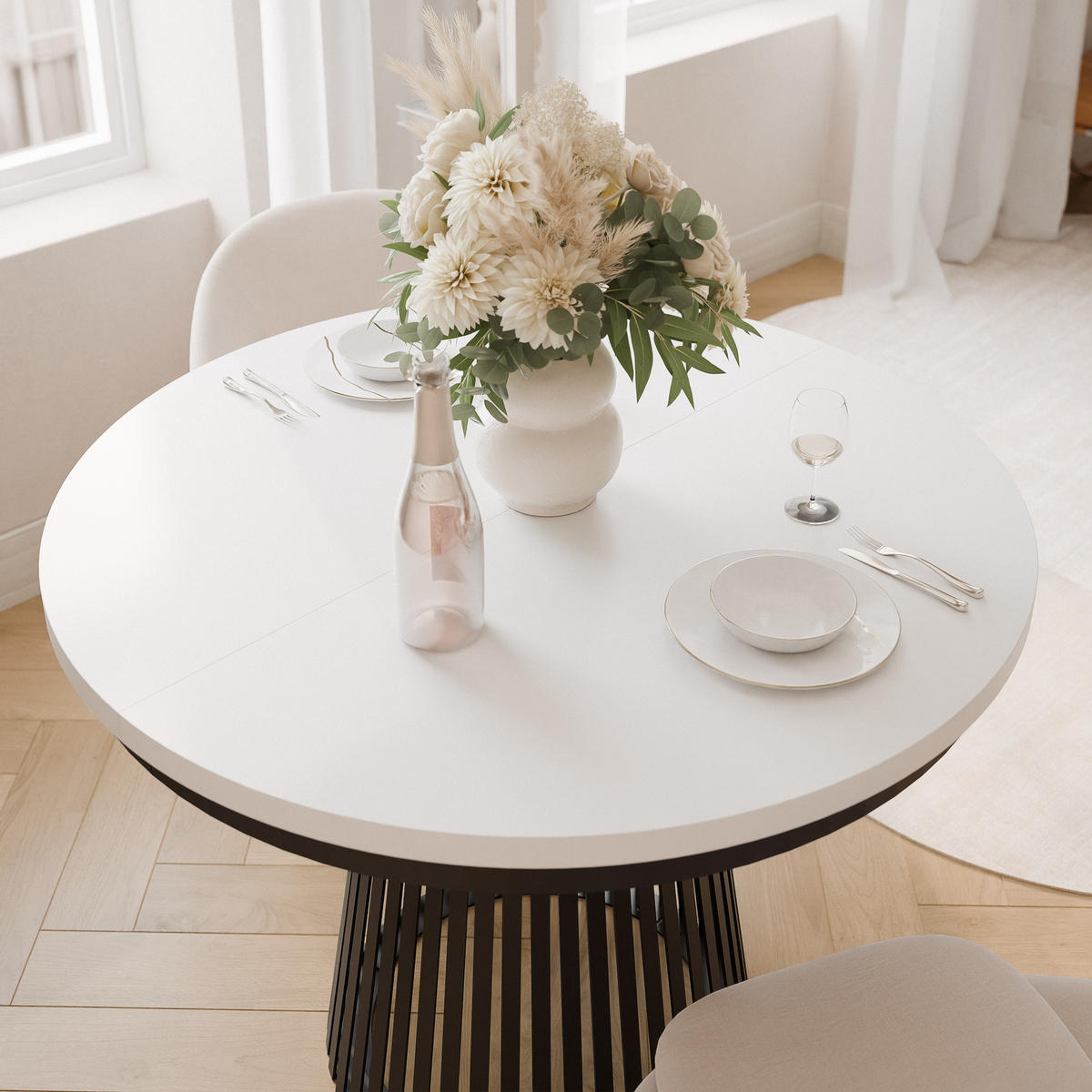 AUSZIEHTISCH AUREA 100-180/75 cm, Schwarz / Weiß - Schwarz/Weiß, Holzwerkstoff/Metall (100/100/75cm) - Idohome