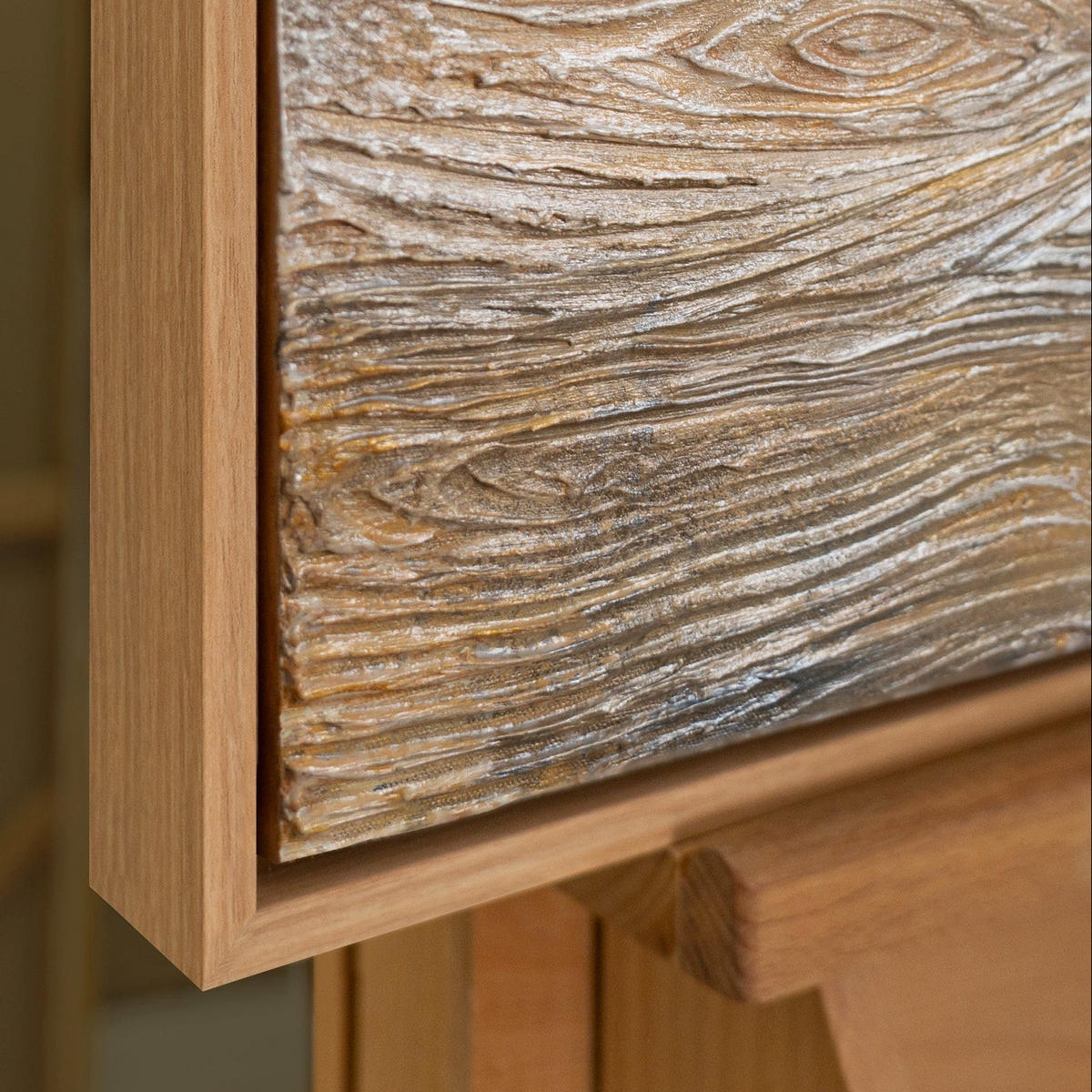 GEMÄLDE Goldene Ader Schattenfugenrahmen Eichefarben 70x50 cm - Eichefarben, Holz (70/50cm) - YS-art gallery