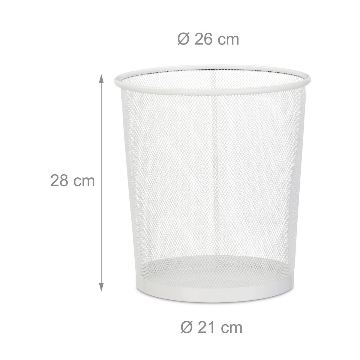 PAPIERKORB - Weiß, Metall (26/28/26cm) - Relaxdays