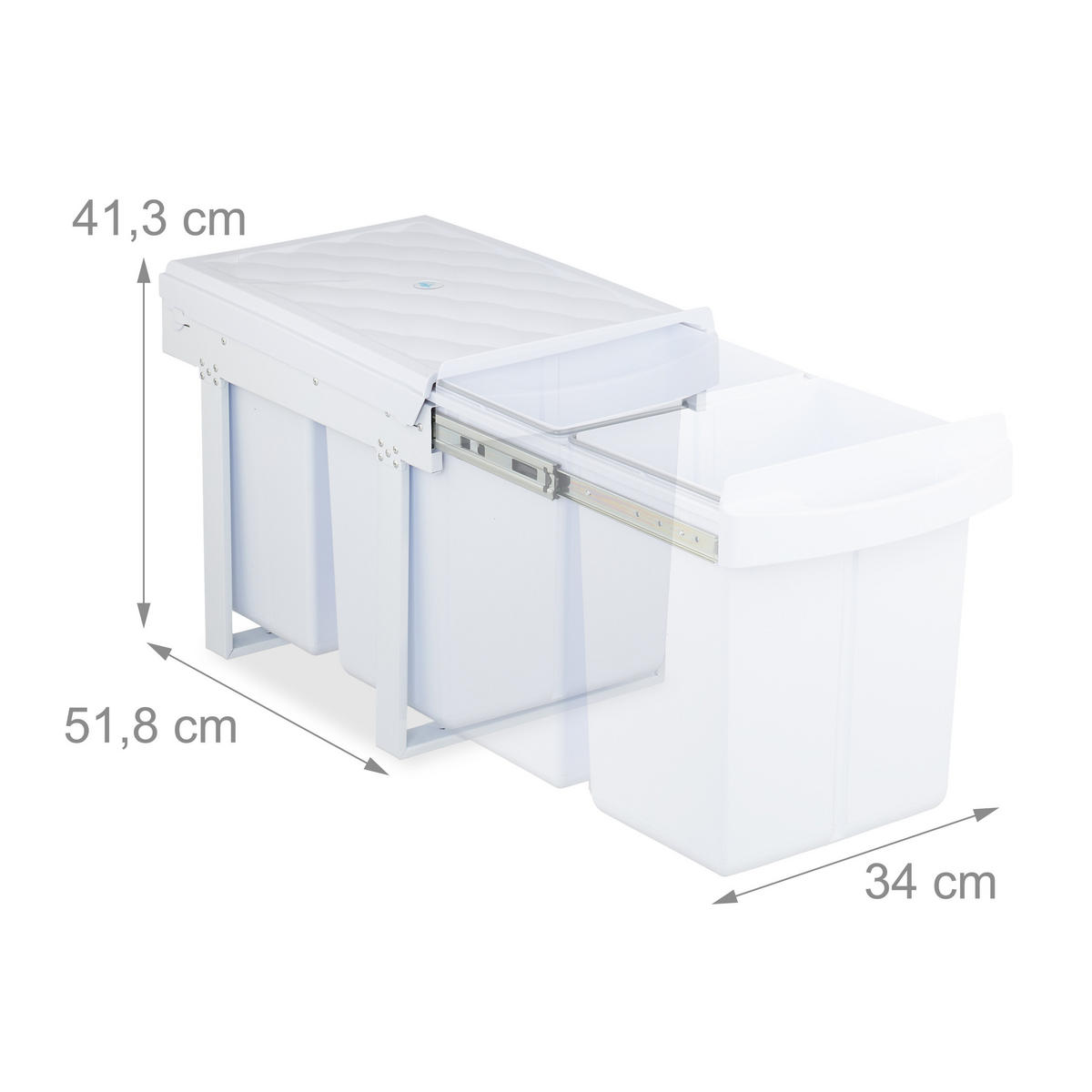 COȘ Alb încorporabil culisant 2x 20 l - alb, material plastic/metal (34/41.3/51.8cm) - Relaxdays