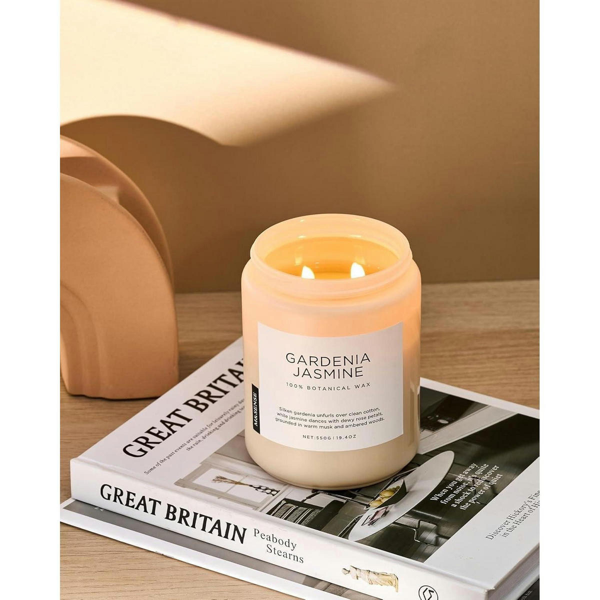 DUFTKERZE Gardenia Jasmin 550g 2-Docht Sojawachs - Creme, Paraffin (13cm)