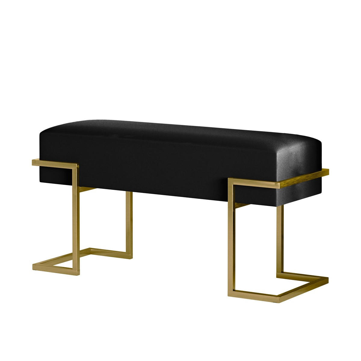 POLSTERBANK CELY 80 cm, Schwarz, Goldenes Gestell, Samtstoff - Goldfarben/Schwarz, Textil/Metall (80/42/34cm) - Bettso