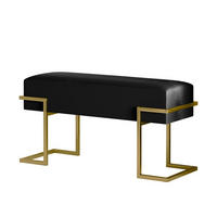 POLSTERBANK CELY 80 cm, Schwarz, Goldenes Gestell, Samtstoff - Goldfarben/Schwarz, Textil/Metall (80/42/34cm) - Bettso
