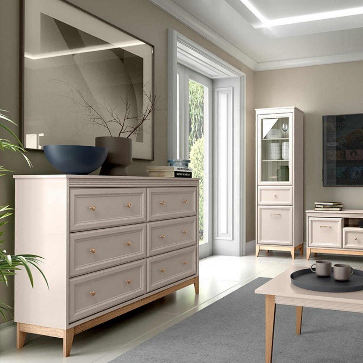 KOMMODE Windsor W-3 135,5 x 100 x 40,5 cm Kaschmir - Kaschmir/Eichefarben, Eichenholz/Holzwerkstoff (135.5/100/40.5cm) - Koseto