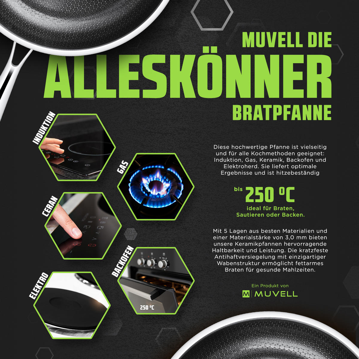 BRATPFANNE Keramikpfanne 28 cm - Silberfarben, Metall (28cm) - Muvell