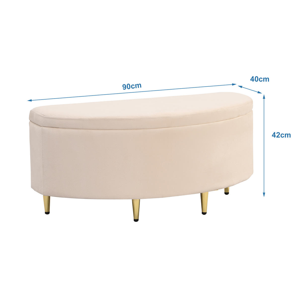 POLSTERBETT 90/200 cm Beige aus Samt mit verstellbarem Kopfteil - Beige, Textil (90/200cm) - Flora Grace