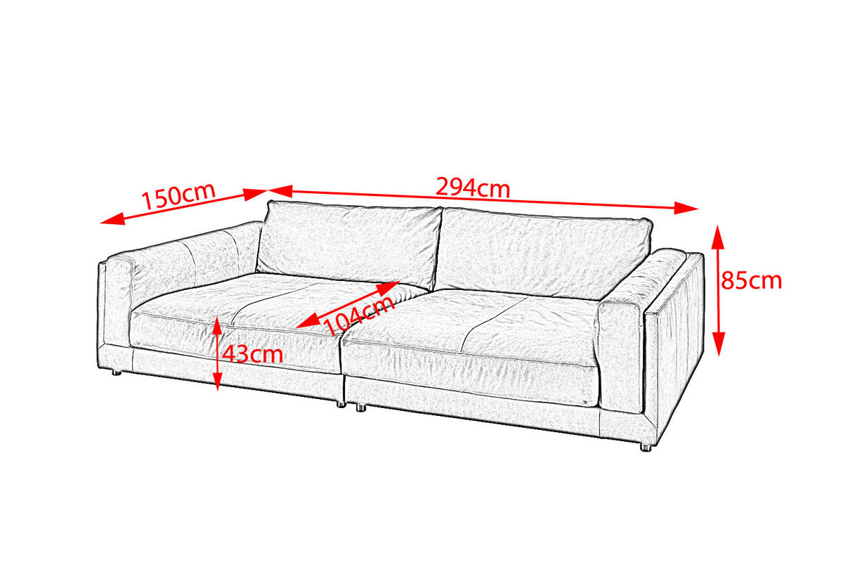 BIG SOFA RAINA Taupe Leder - Taupe/Schwarz, Leder/Kunststoff (294/85/150cm) - KAWOLA