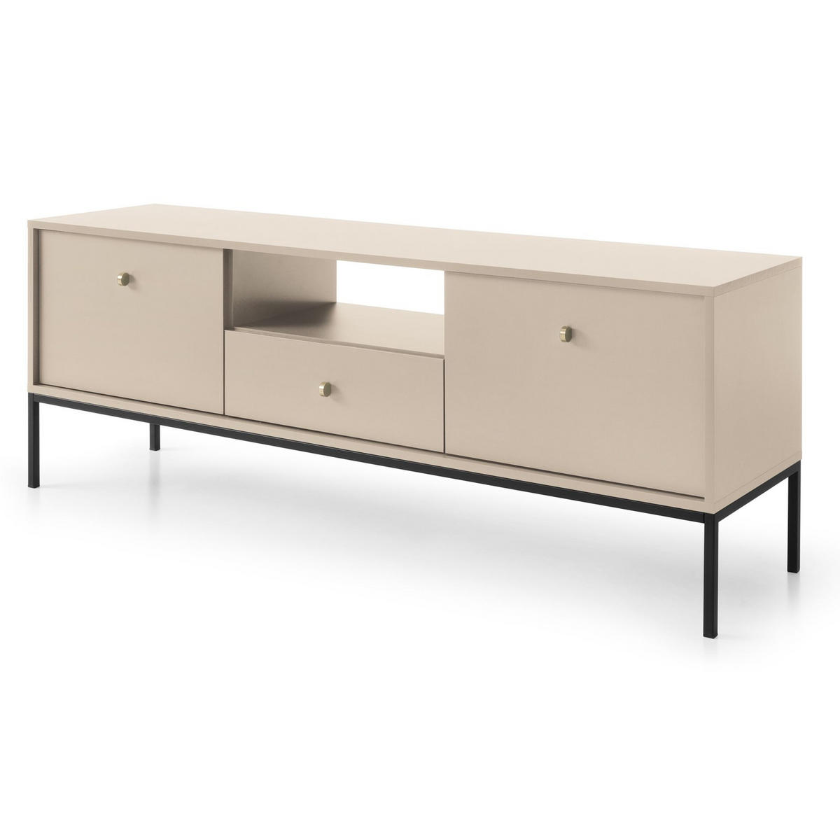 TV-LOWBOARD Monne Beige 153 cm - Beige/Goldfarben, Holzwerkstoff/Metall (153.4/56.2/39cm) - Selsey
