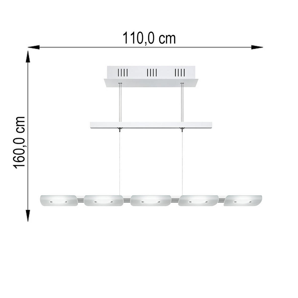 LED HÄNGELEUCHTE TIGHT Weiß Aluminium Stahl - Weiß, Glas (89/10/110cm)
