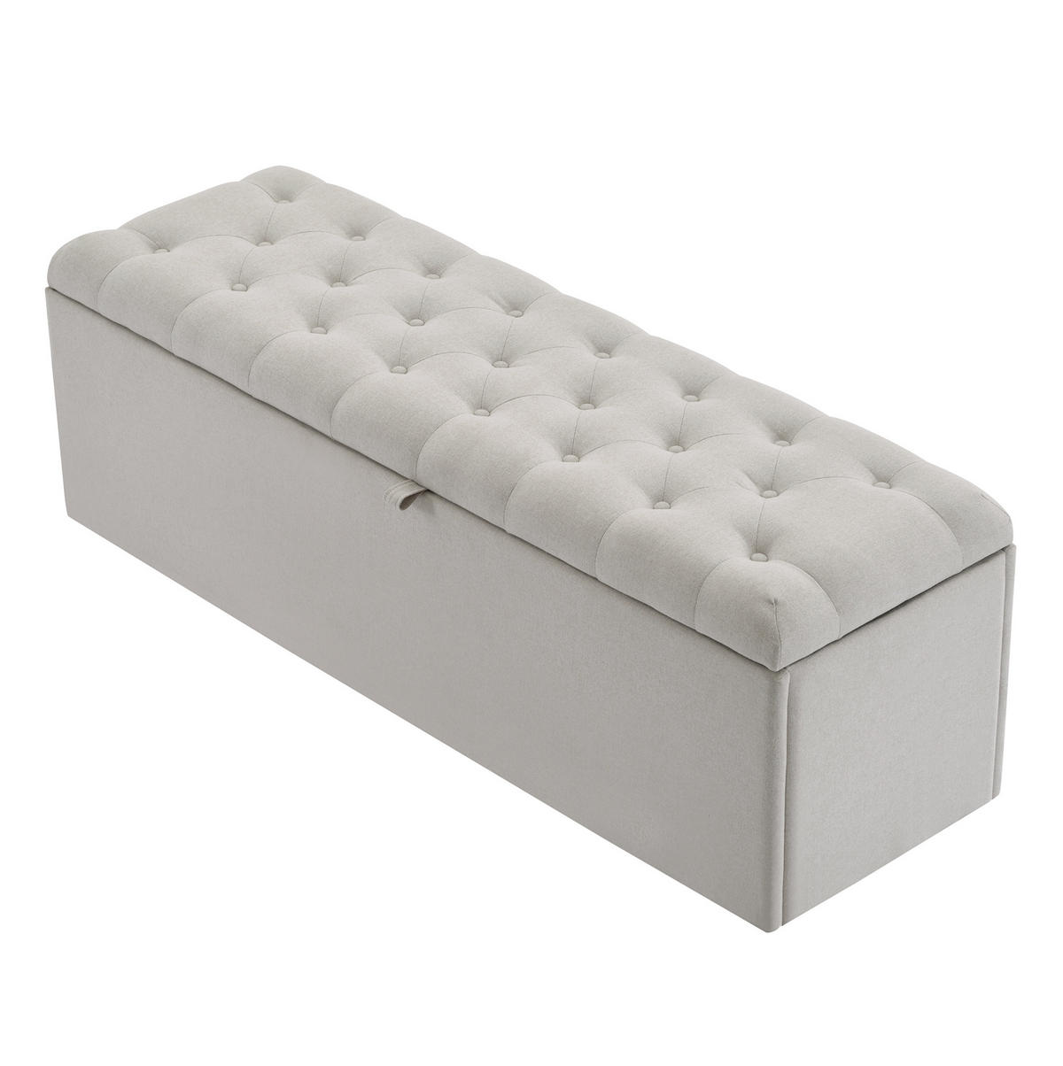 POLSTERBANK 141/41,5/47 cm mit Stauraum aus Leinen im eleganten Design, Hellgrau - Grau, Textil - Redom