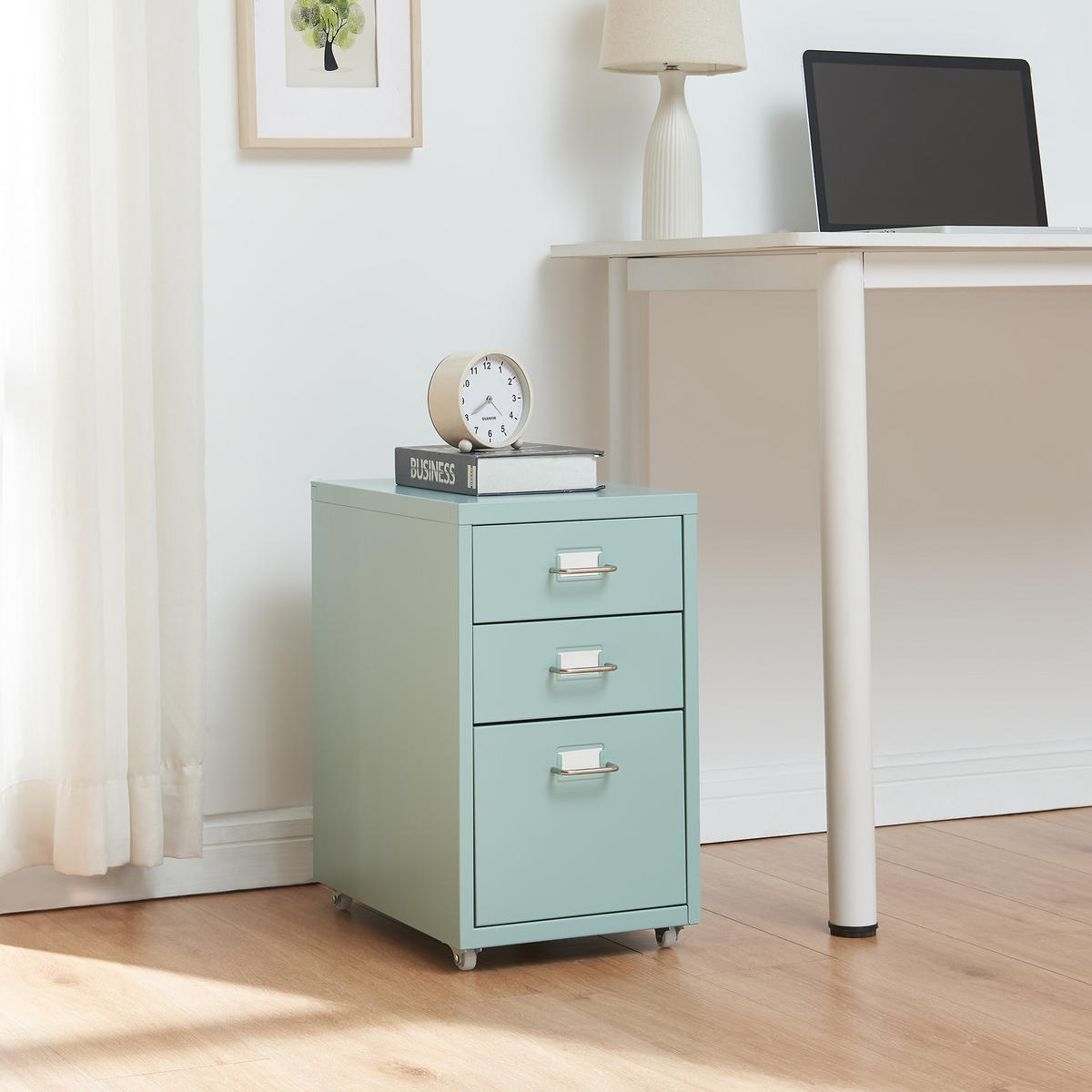 ROLLCONTAINER Kökar - Mintgrün, Metall (28/48/41cm) - [en.casa]