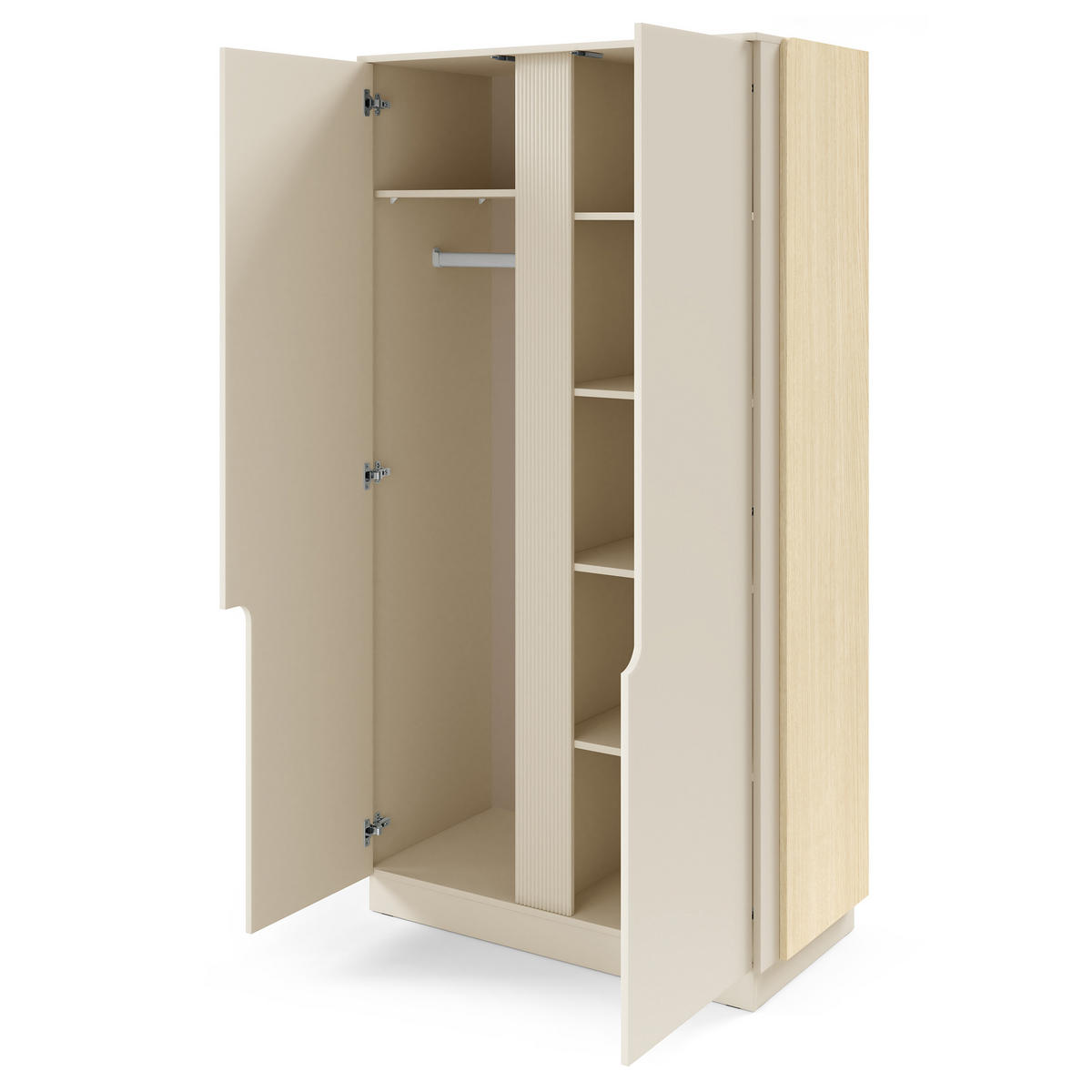DREHTÜRENSCHRANK Positivo mit 2 Türen, 103 cm, Mavelie-Eiche + Macadamia - Eichefarben, Holzwerkstoff (103/195/52cm) - Beautysofa