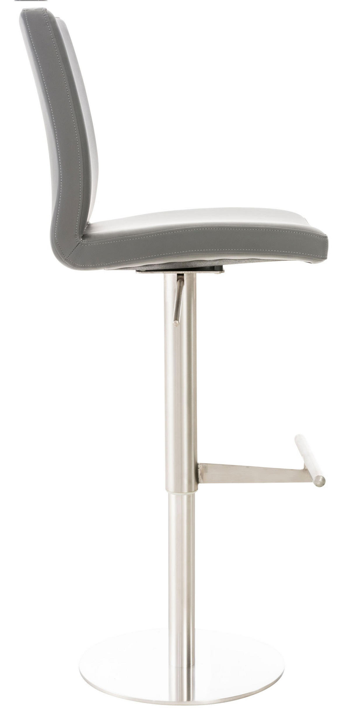 BARHOCKER Cadiz 93x40x49 cm grau - Grau, Leder (40/93/49cm) - furnicato