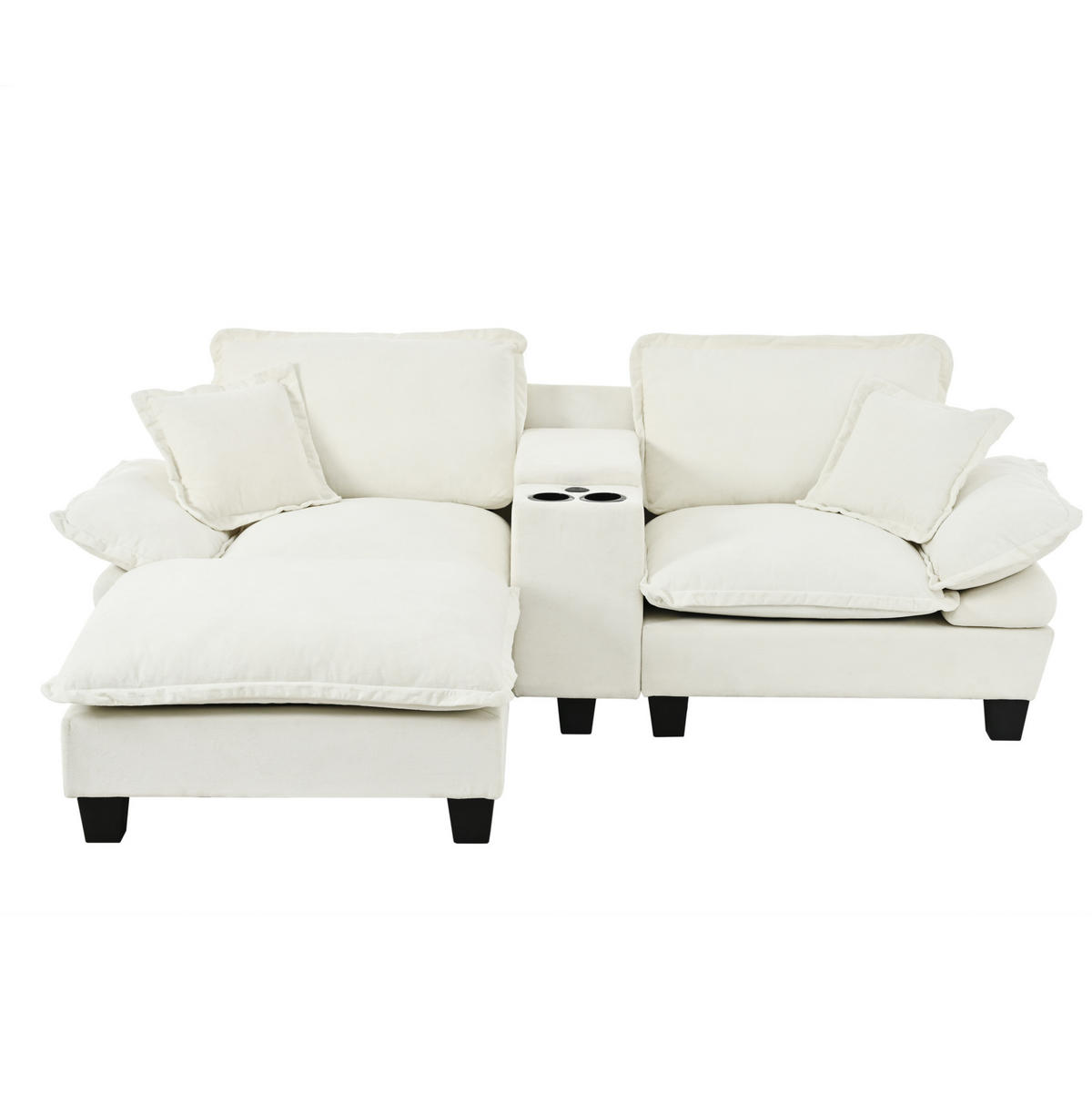 ECKSOFA 224/151/90 cm beige aus Chenille mit USB und Stauraum - Beige, Textil (151/224cm) - OKWISH