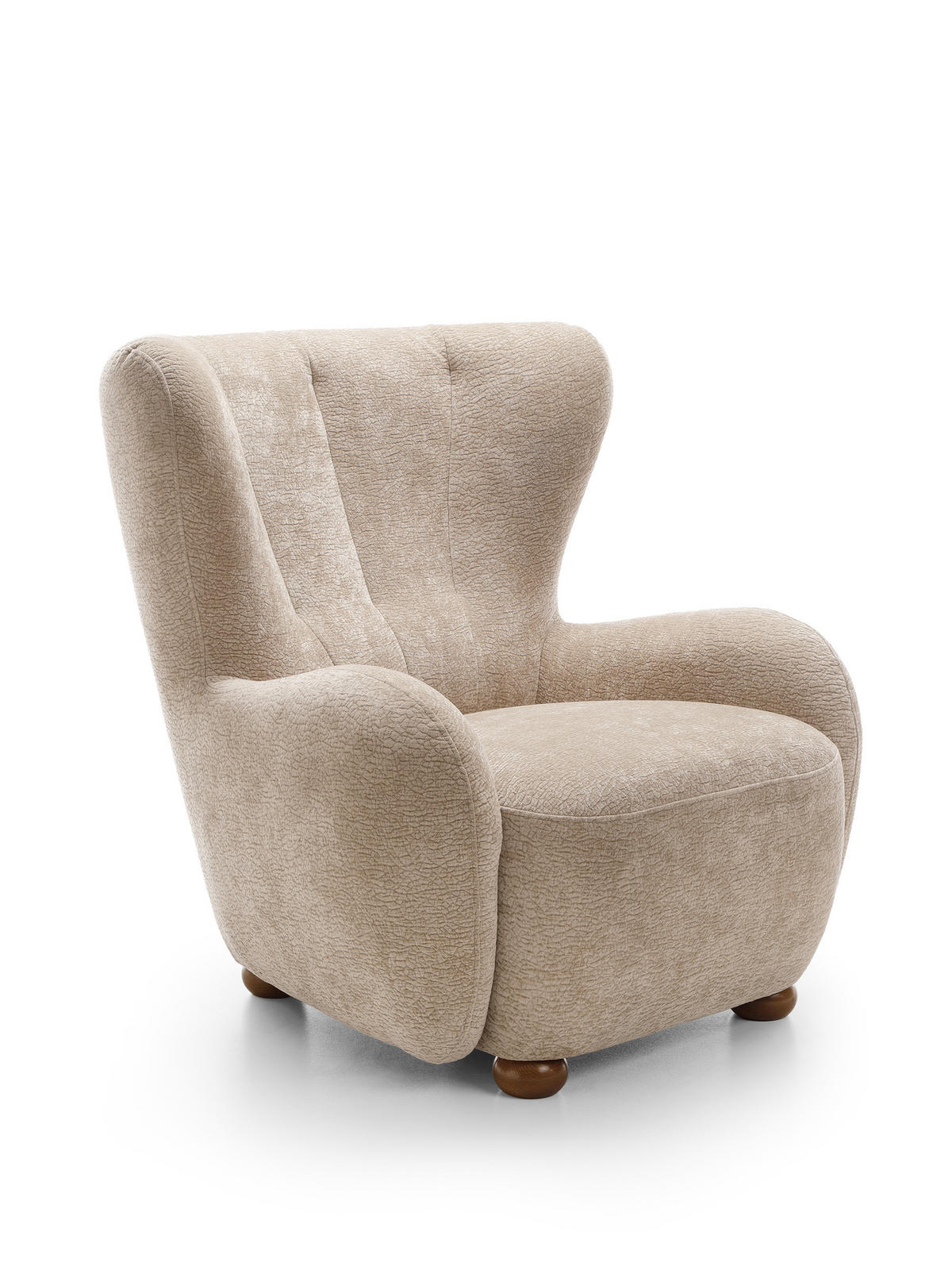 SESSEL MIST, Polstersessel Klassisch Loungesessel, Chenille-Stoff Beige - Beige, Holz/Holzwerkstoff (88/91/100cm) - MASSENO