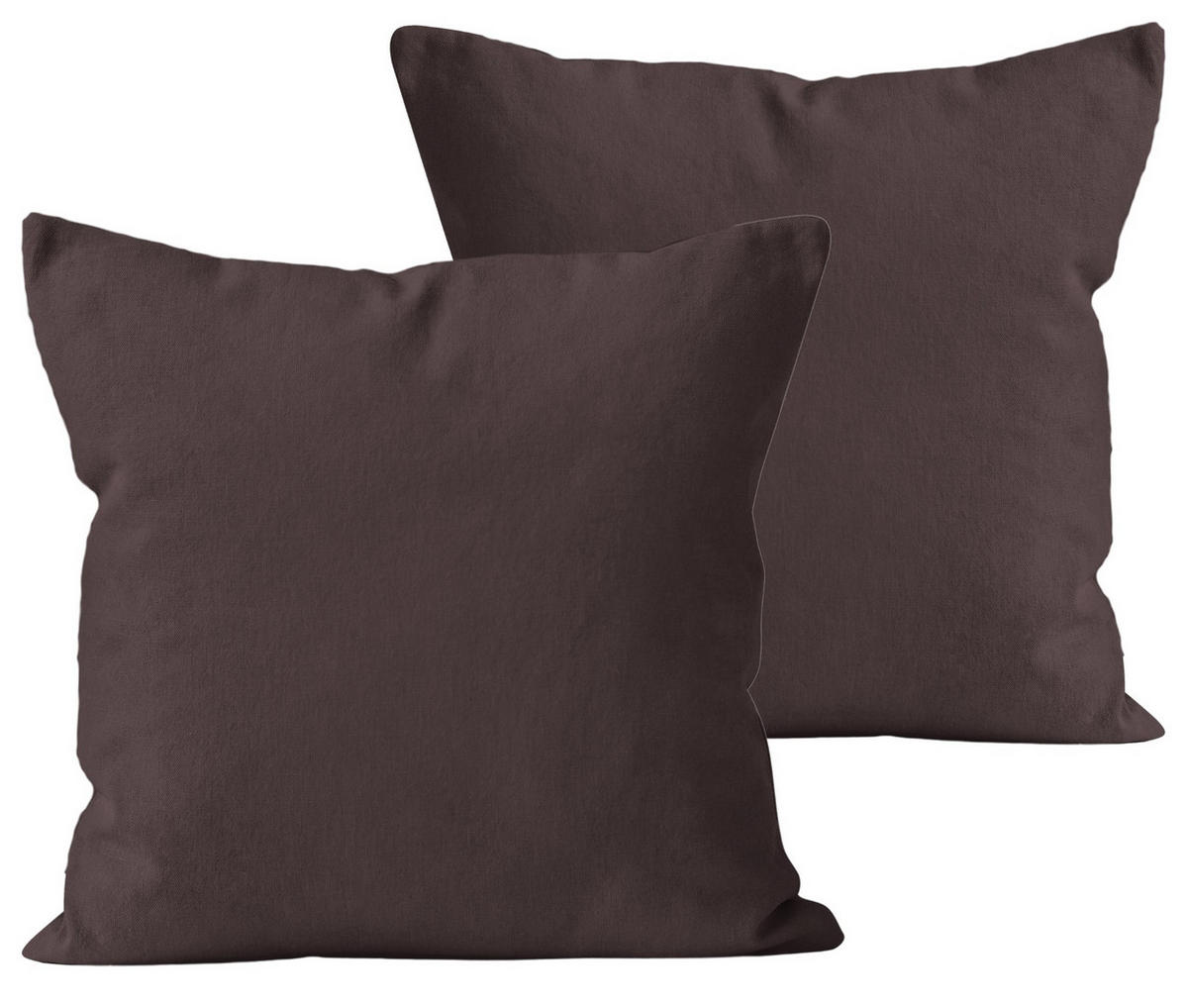 KISSENBEZUG 40x40 cm aus 100% Baumwolle, Kissenhülle Weiß Uni - Braun, Textil (40/40cm) - Carpe Sonno