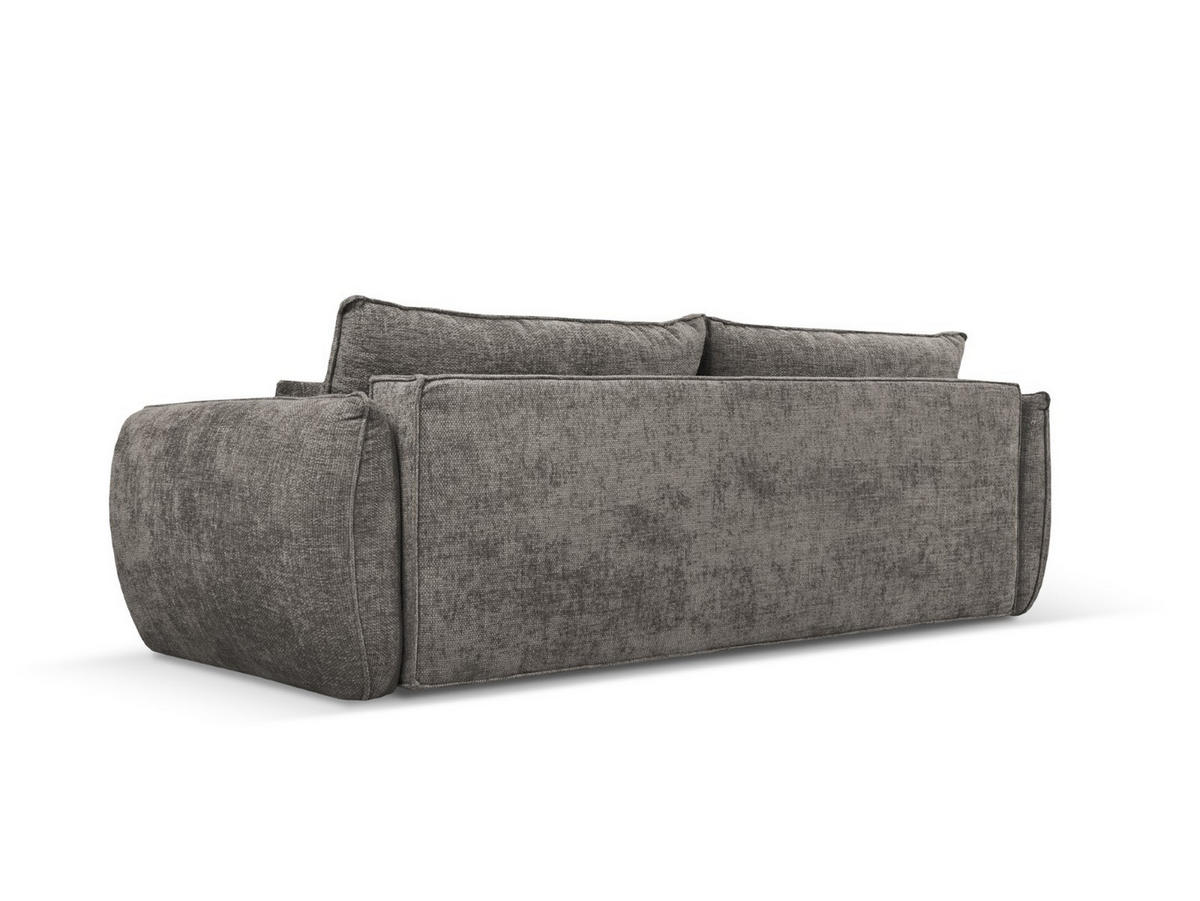 AUSKLAPPBARES-SOFA mit Bettkasten Kaelle aus Chenille-Stoff grau 3 Sitzplätze - Grau, Textil (97/91/244cm) - Micadoni