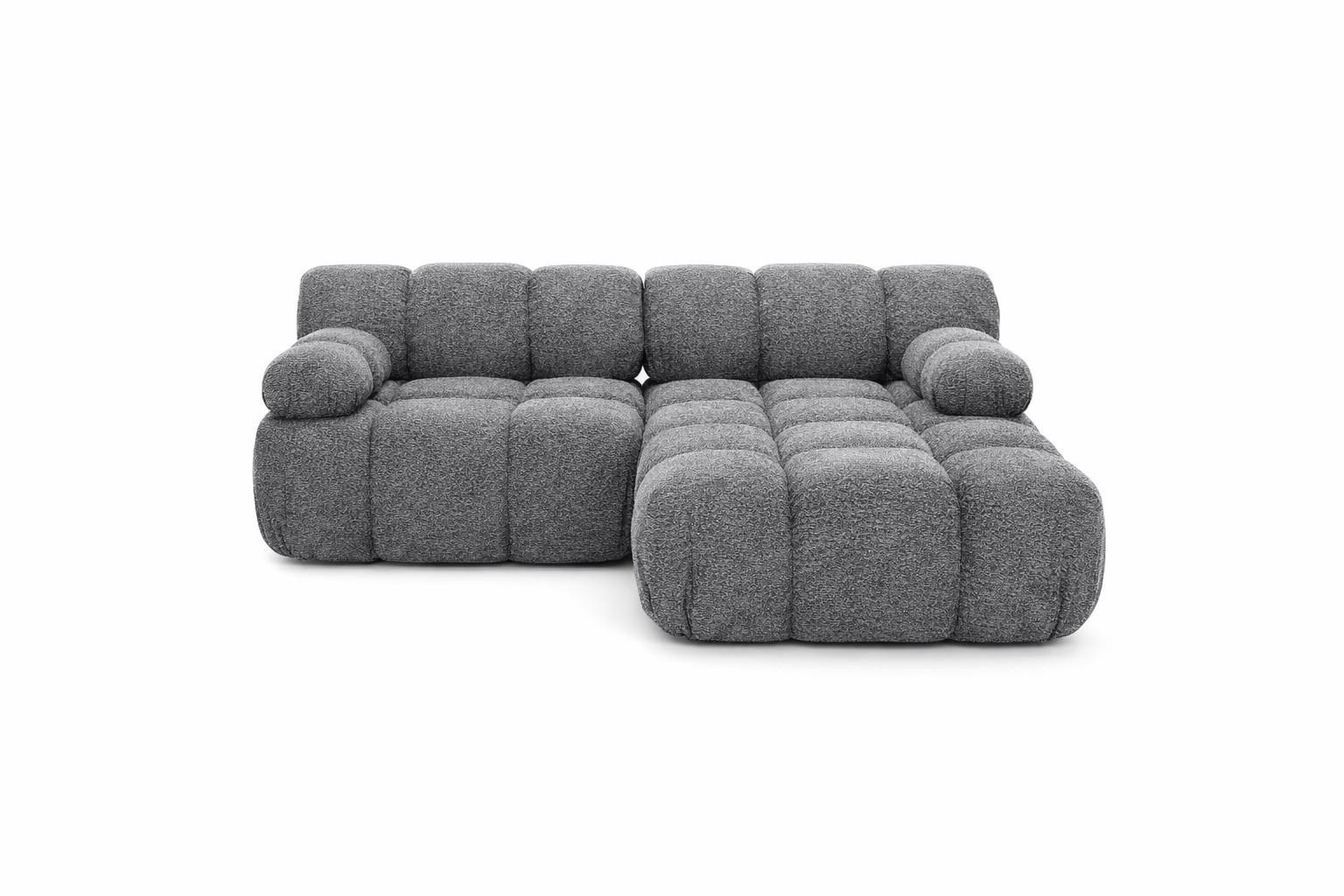 ECKSOFA L-form Mini Modular, Bouclé-Stoff Abriamo, Dunkelgrau, Rechts, Selia - Dunkelgrau, Holz (190/160cm) - Kaiser Möbel