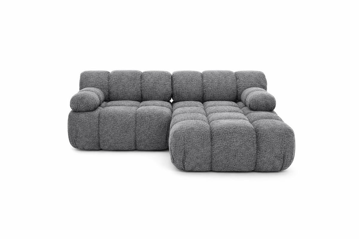 ECKSOFA L-form Mini Modular, Bouclé-Stoff Abriamo, Dunkelgrau, Rechts, Selia - Dunkelgrau, Holz (190/160cm) - Kaiser Möbel