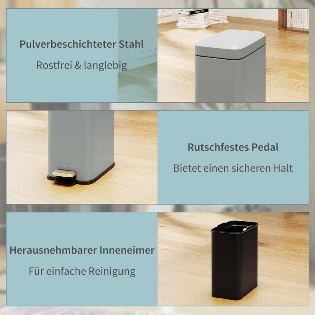 ABFALLEIMER - Grau, Metall (14/32/29.2cm)