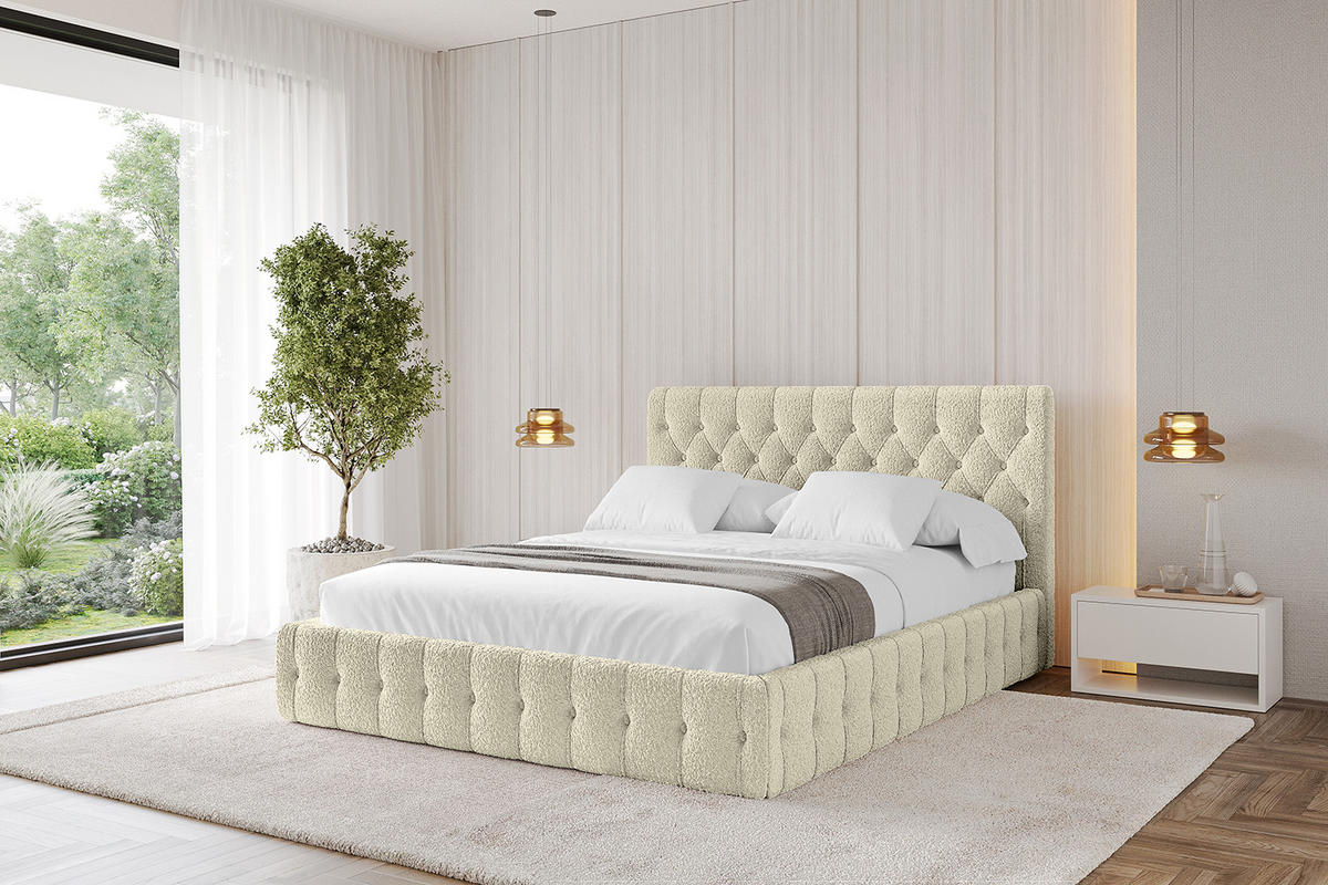 POLSTERBETT mit Bettkasten und Lattenrost, Bett mit Matratze H3/H4 - LARO 160x200 Beige - Taupe, Holzwerkstoff/Textil (160/200cm) - ALTDECOR