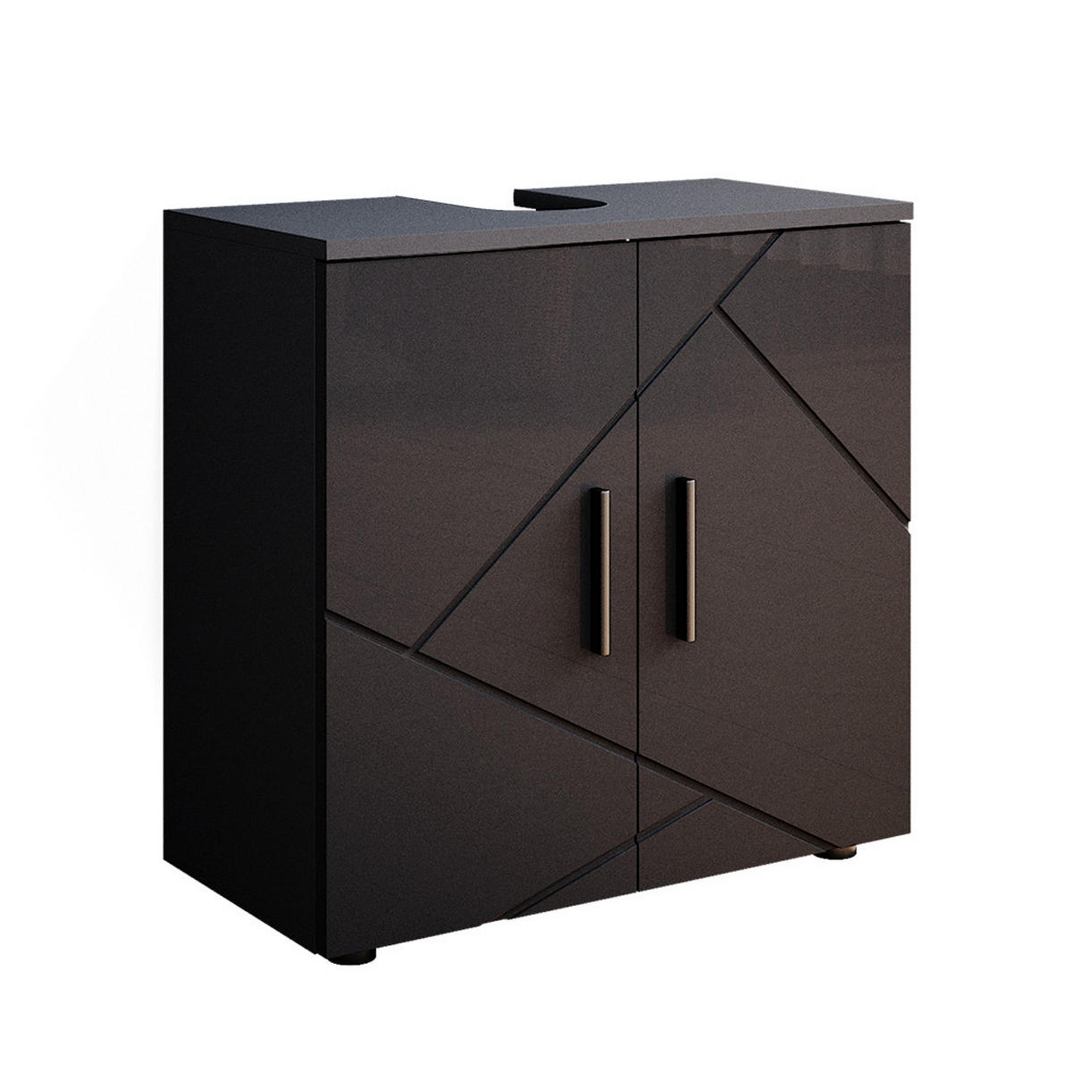 WASCHBECKENUNTERSCHRANK Irma Anthrazit Hochglanz 60 x 59 cm - Anthrazit, Holzwerkstoff (60/59/30cm) - Vicco