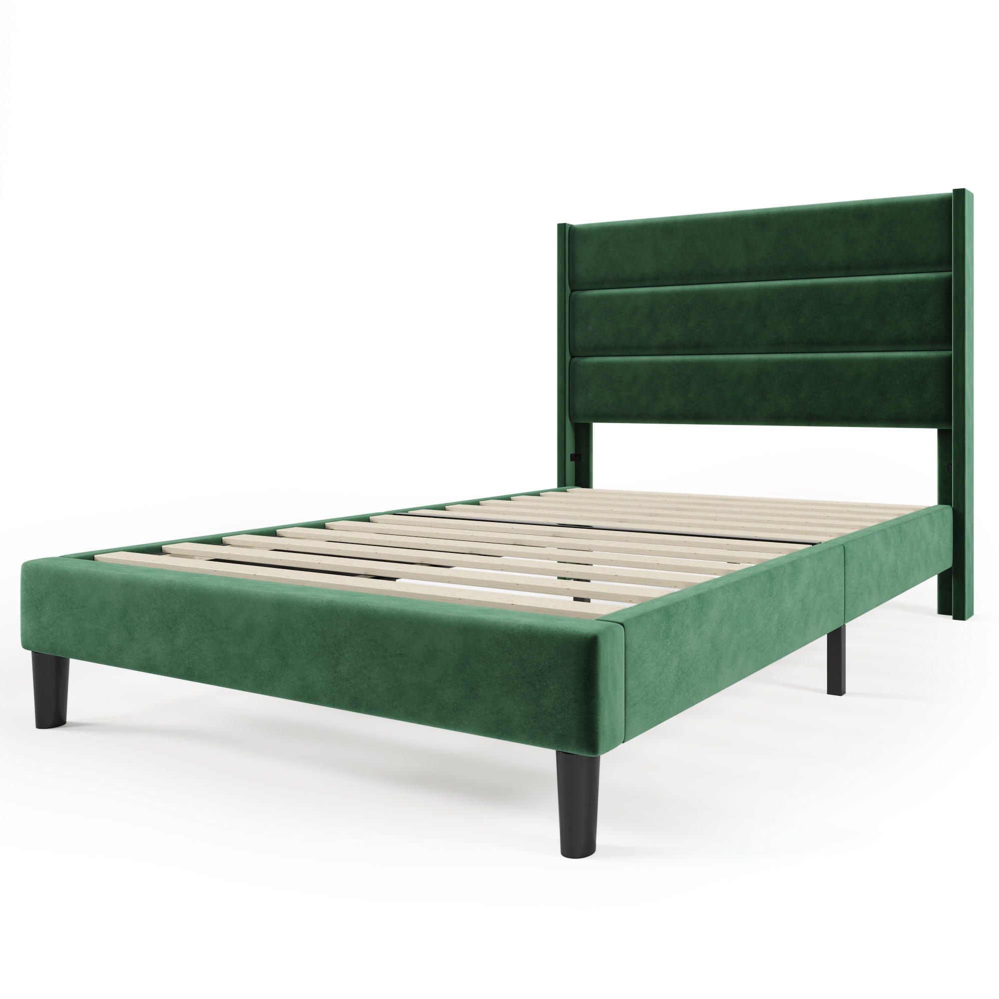 POLSTERBETT aus Samt 90x200 cm in Dunkelgrün mit Matratze - Dunkelgrün, Textil (90/200cm) - Modfu