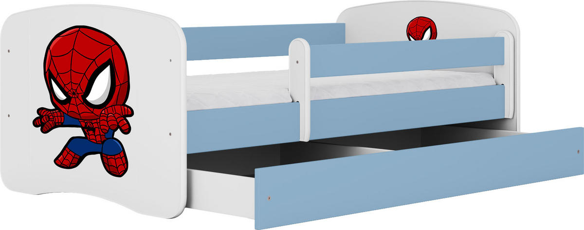 KINDERBETT Emily mit Schublade und Matratze, Blau 70x140 cm - Blau, Holzwerkstoff (140/70cm) - WFL GROUP