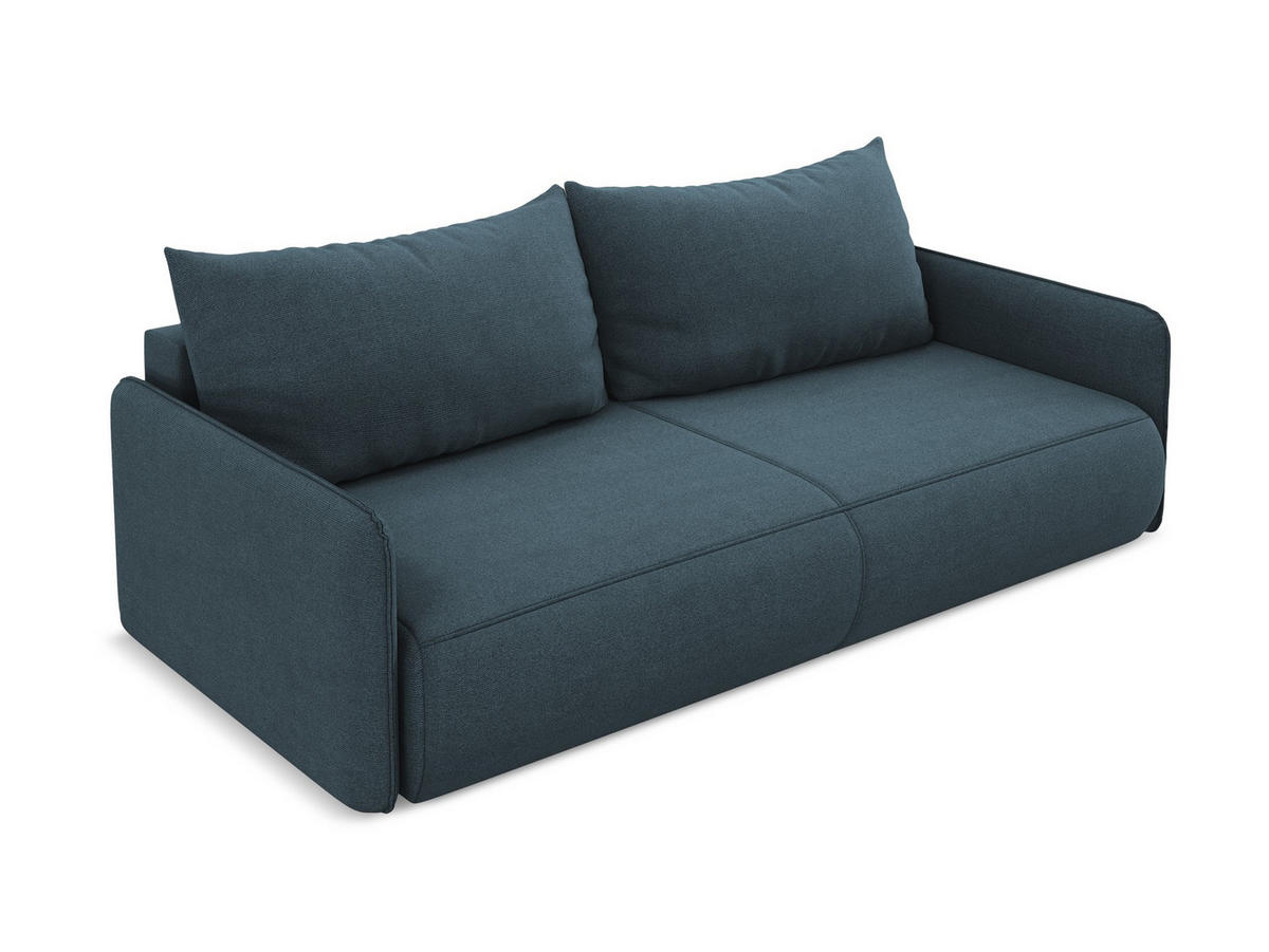3-SITZER SOFA mit Schlaffunktion Strukturstoff Stoff Blau - Blau/Blaugrau, Kunststoff/Textil (216/86/105cm) - Makamii