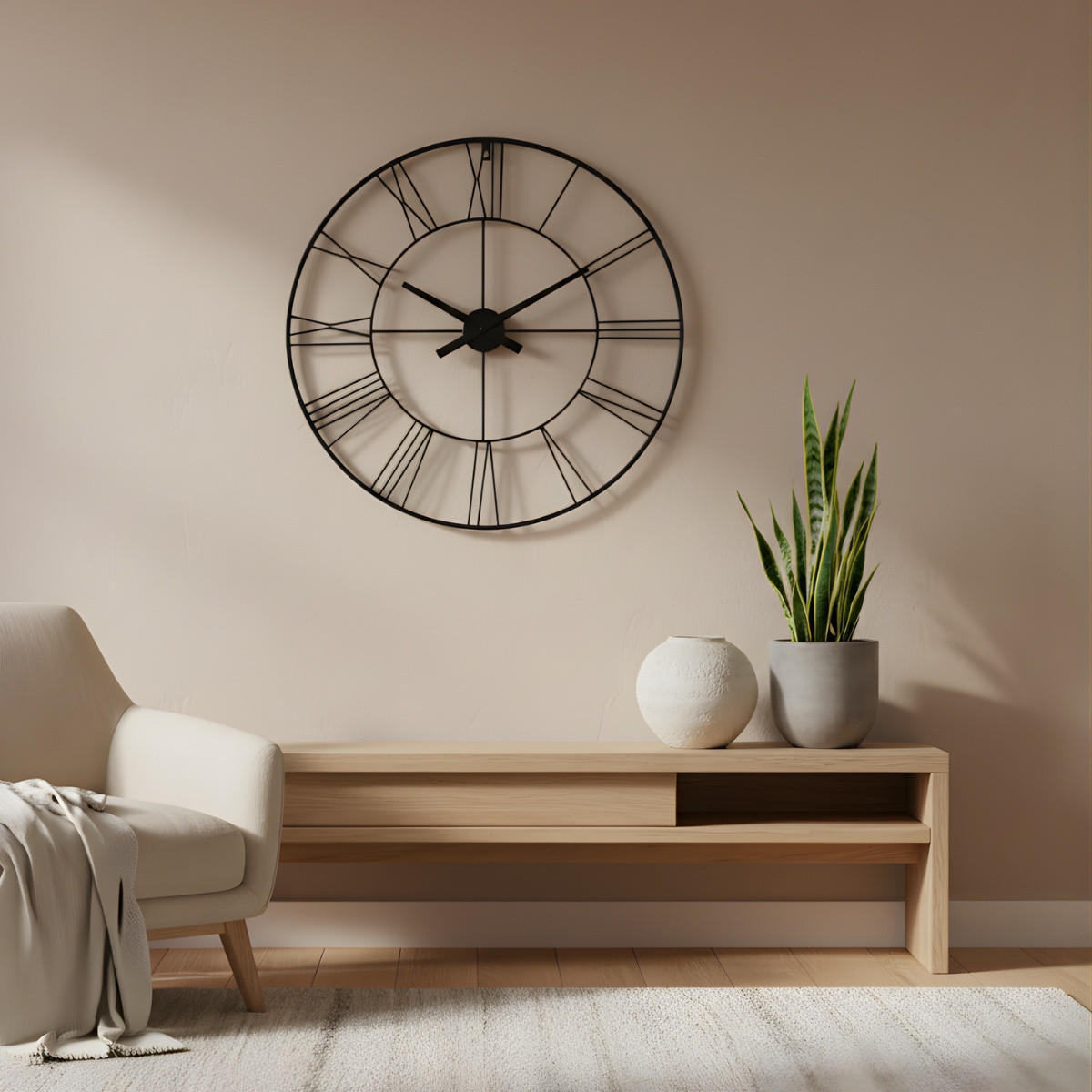 WANDUHR Aratio Ø 70 cm - Schwarz, Metall (70/70/3cm) - EDAXO