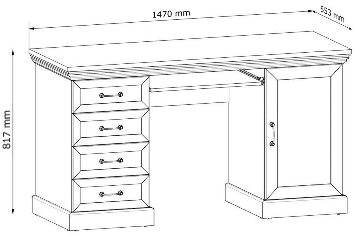 SCHREIBTISCH ARVEN mit Schubladen und Tür, Cremeweiß - Eichefarben/Creme, Holz (55/147/80cm) - KONSIMO®