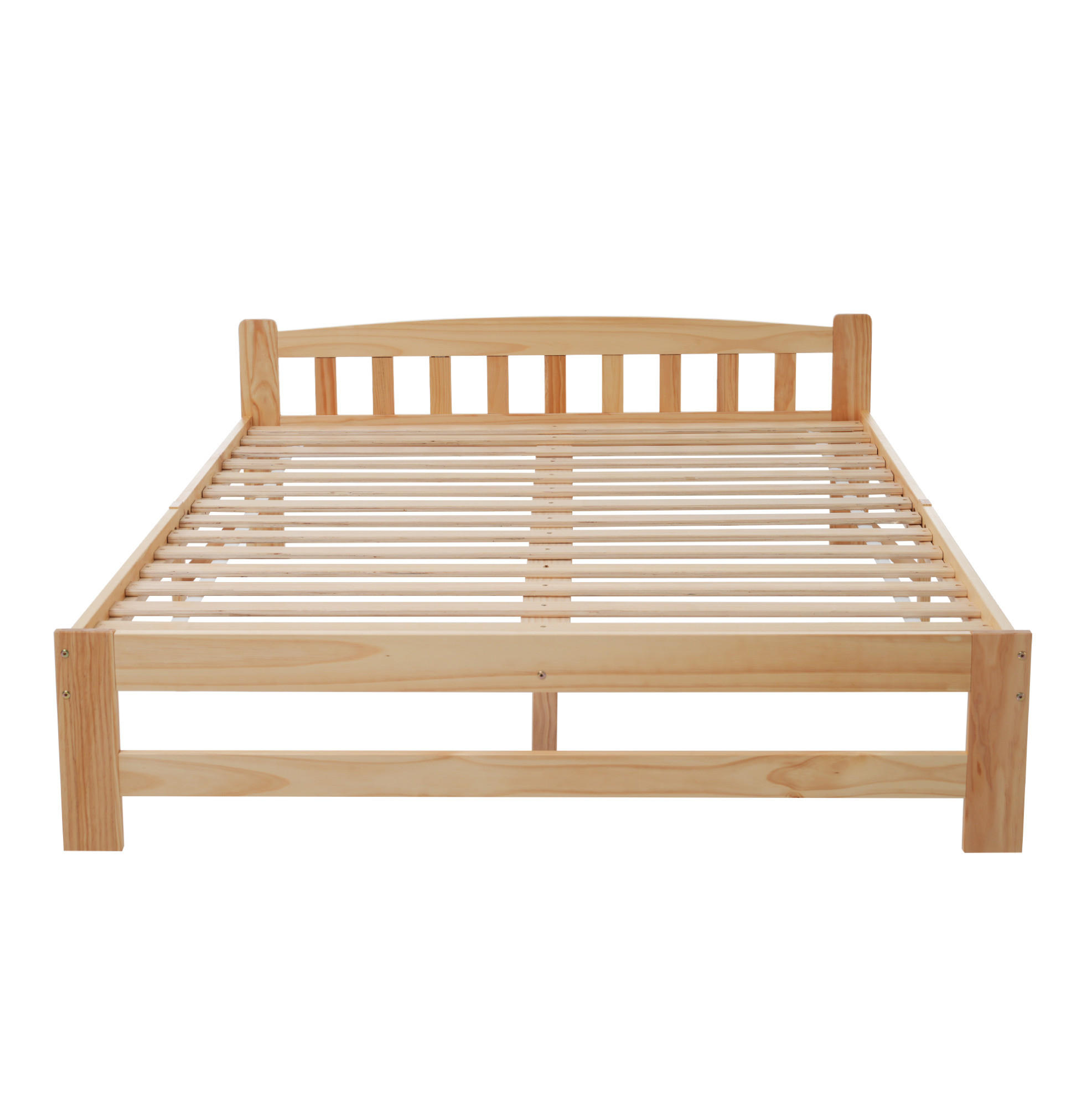 BETT aus massivem Kiefernholz 140x200 cm Natur mit Kopfteil, Lattenrost und stabilem Mittelfuß - Naturfarben, Holzwerkstoff (90/200cm) - Modfu