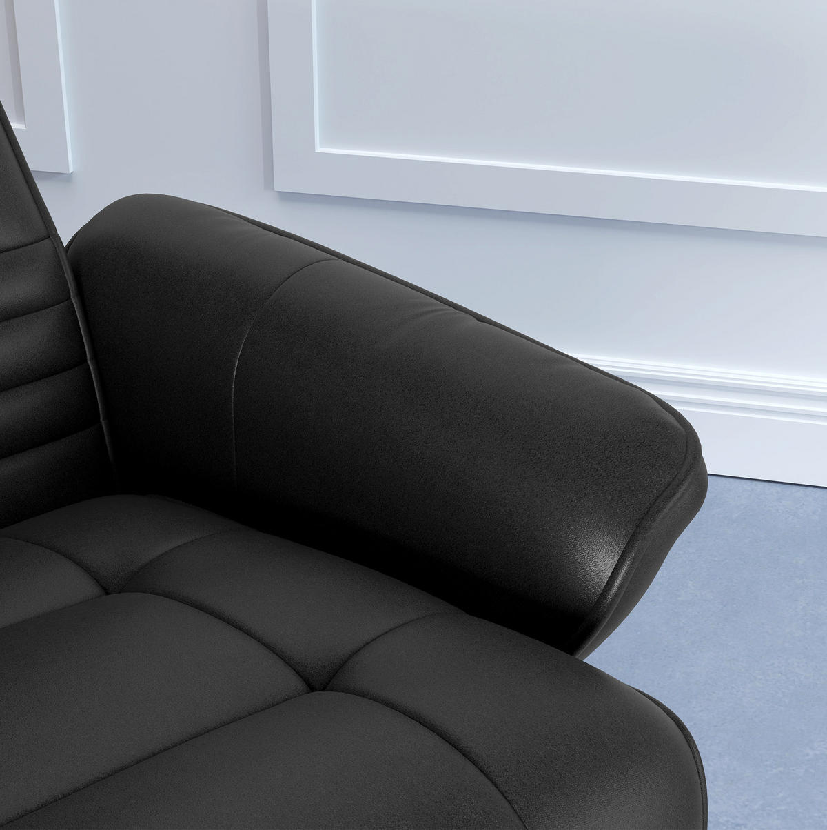 RELAXSESSEL 69/71/104 cm mit Hocker und 360°-Drehfunktion - Schwarz, Textil (71/104/69cm) - BEAOK