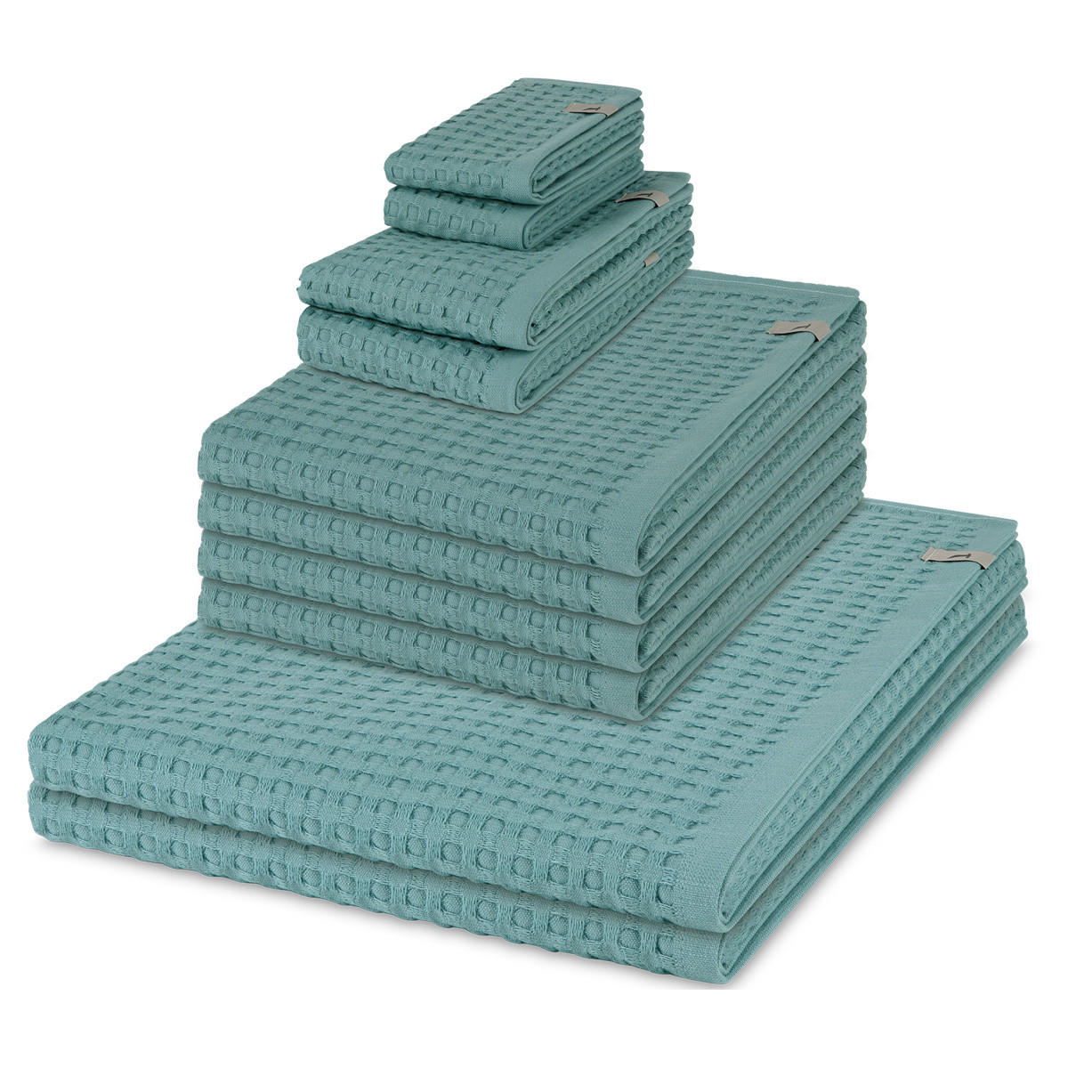 FROTTIERSET Piquee 8-teilig - Türkis, Textil (50/100cm) - MÖVE