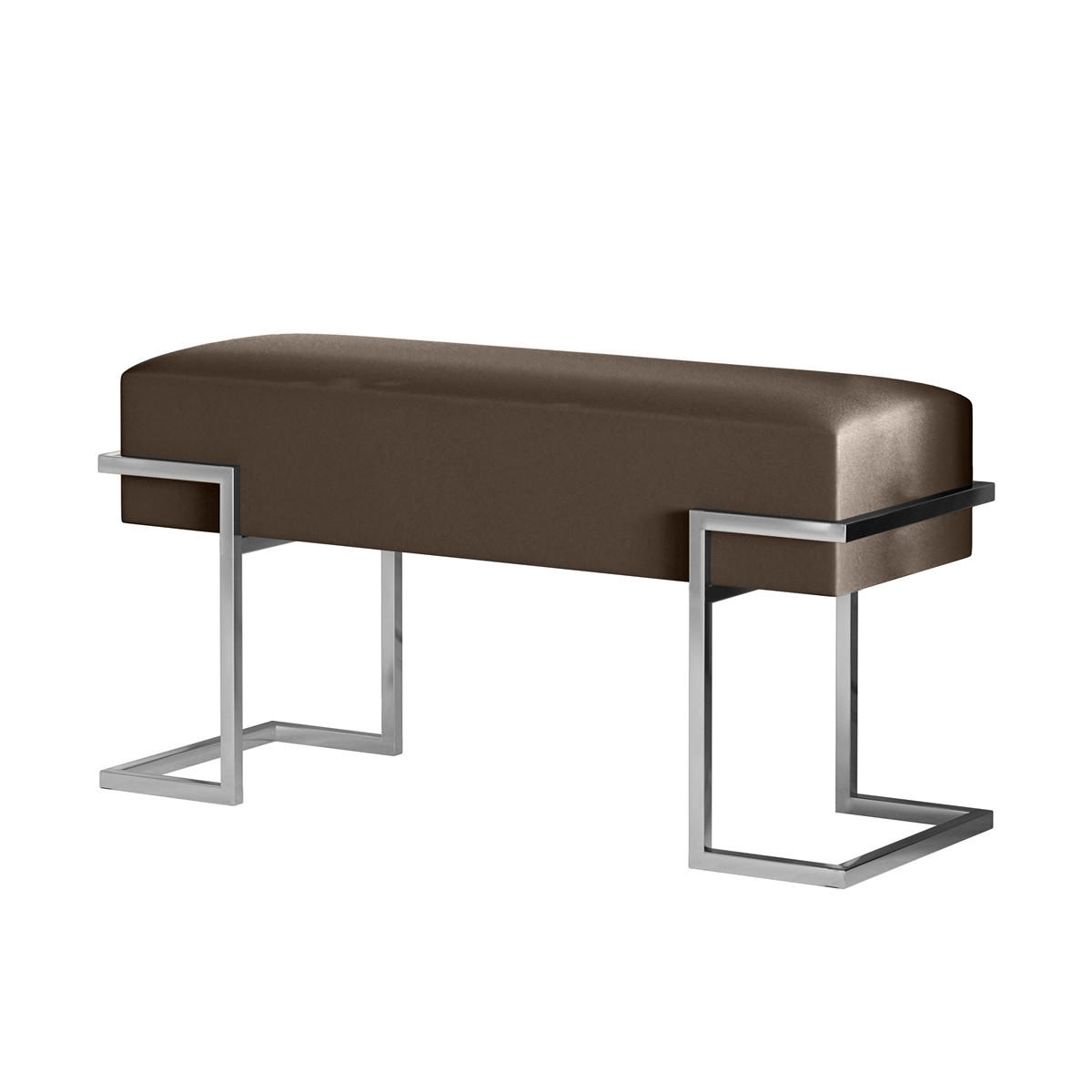 POLSTERBANK CELY 80 cm, Graubraun, Chromgestell, Samtstoff - Chromfarben/Dunkelgrau, Textil/Metall (80/42/34cm) - Bettso