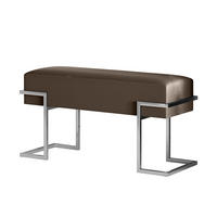 POLSTERBANK CELY 80 cm, Graubraun, Chromgestell, Samtstoff - Chromfarben/Dunkelgrau, Textil/Metall (80/42/34cm) - Bettso