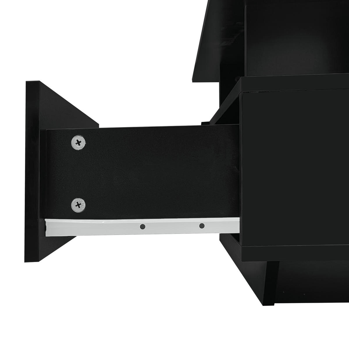 COUCHTISCH 90/55/41 cm hochglanz schwarz mit LED-Beleuchtung und 2 Schubladen - Schwarz, Holzwerkstoff (90/55/41cm) - OKWISH