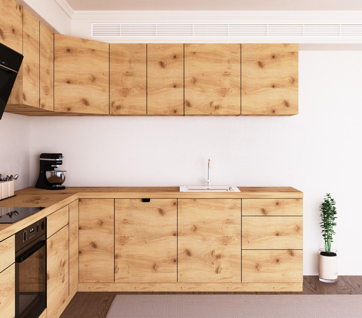 WINKELKÜCHE 320cm x 260cm- Langen KL14-M320 - in Artisan Eiche - Eiche Artisan, Holz/Holzwerkstoff (580/212/58cm)