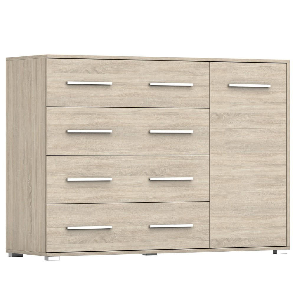 KOMMODE Frida 02 Sonoma/Sonoma 1D4S 135 cm - Alufarben/Sonoma Eiche, Holzwerkstoff/Kunststoff (135/95/45cm) - imoebel24