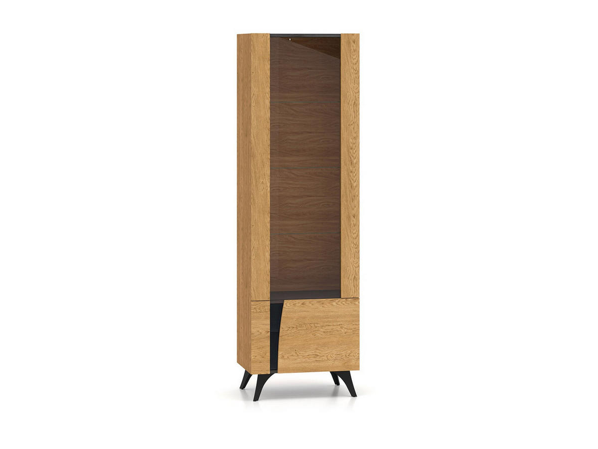 VITRINE – 58 cm – Toscania – Eichefarben – Anschlag links – VT-GEN165 - Eichefarben, Holzwerkstoff (58/190/40cm) - hi-markt