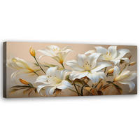 WANDBILD weiße lilien blumenstrauß blumen pflanzen - Beige, Textil (90/30cm) - Feeby