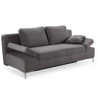SCHLAFSOFA mit Bettkasten, Federkern, Armlehnen verstellbar B202/T103/H89 cm, Liegefläche 144x198 cm, Cord Grau Anthrazit / 15204 - Chromfarben/Schieferfarben, Textil/Metall (202/89/103cm) - luma-home