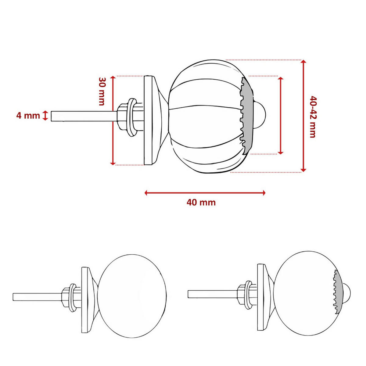 KERAMIKKNÖPFEN Set mit 8 mit Weiß und Blau Sterne40 mm Durchmesser - Grau, Keramik (4/4/6.9cm) - Nacnic