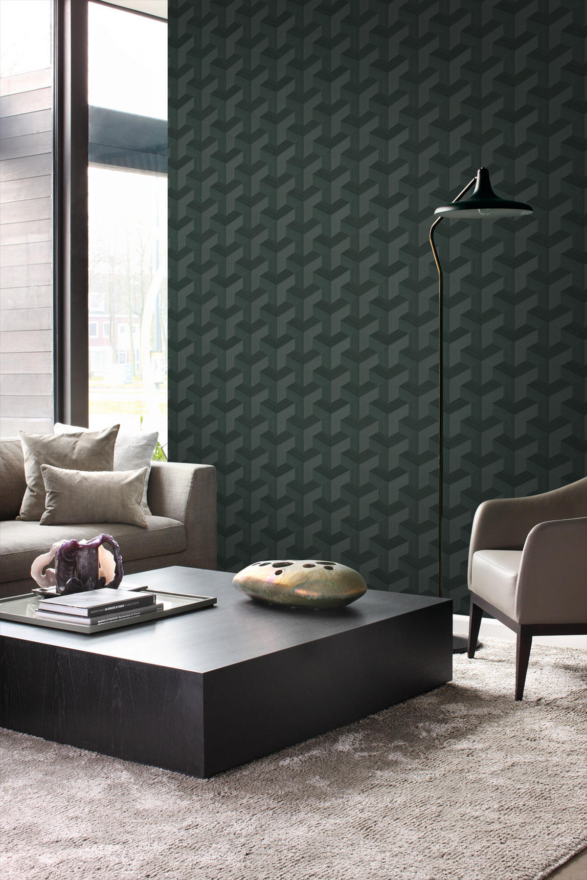 TAPETE 3D-Muster 50 x 900 cm - Grün, Papier (50/900cm) - Origin Wallcoverings